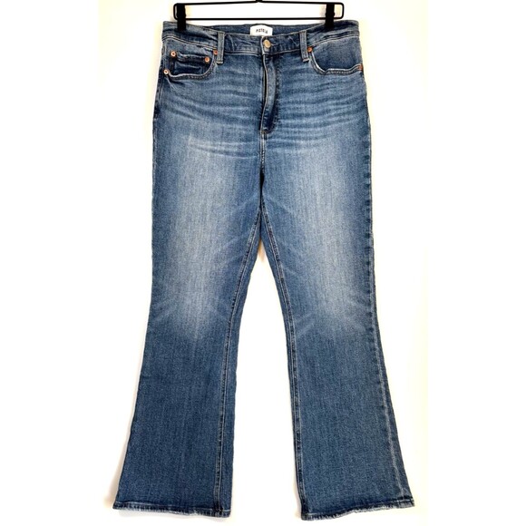 Pistola Jeans Womens 31 Blue Bootcut Flare Stretch Mid Rise Denim Raw Hem - Picture 1 of 16